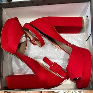 Sun + Stone Vibrant Red Platform Heels